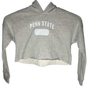 Nike Penn State Hoodie Womens Medium Gray Cropped Raw Hem Pullover Fleece